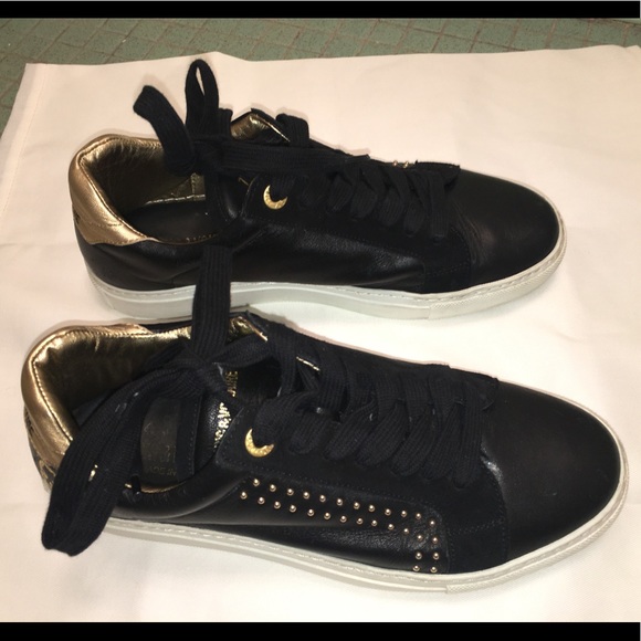 Zadig & Voltaire Black And Gold Skull Sneakers - Picture 3 of 8
